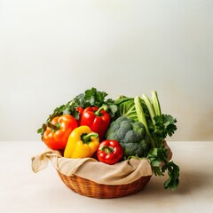 Sticker - Woman holding vegetables basket plant food cauliflower.