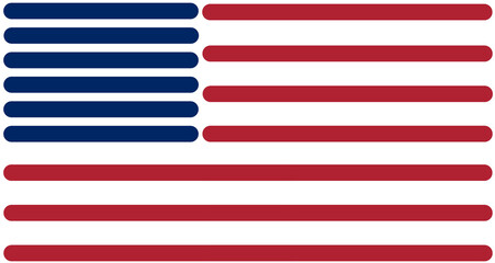 Wall Mural - shape of the flag of USA as rounded lines as horizontal stripes, outline silhouette, United States of America symbol icon design, flat-style, blue red striped