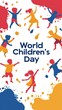 © Sasa Visual - Colorful silhouettes of children happily celebrating World Children's Day with playful movements