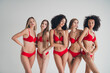 © deagreez - Photo of young ladies people posing enjoy selfcare dressed red lingerie white wall studio background no filter self acceptance