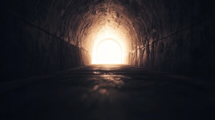 dark tunnel with bright light at the end symbolizing hope and a new beginning