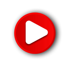 the red and white play button is shaded on a transparent background