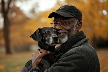 Poster - A person hugging a canine companion.