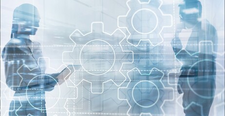 Wall Mural - technology gears and industry 4.0 smart factory concept