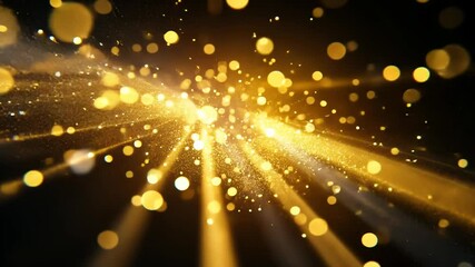 Wall Mural - magical golden light rays with sparkling dust particles
