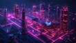 industry 4 0 concept featuring an isometric smart factory building on a dark background evoking a sense of futuristic cyberspace and advanced industrial automation.create by F.a