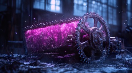 Wall Mural - rusted gears and glowing cogs: a post-apocalyptic industrial scene