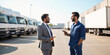 © Reubens Stock Photos - Businessman and Indian Mechanic Discussing Truck Fleet Management Solutions