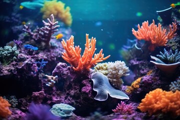 Wall Mural - Coral underwater aquarium outdoors.