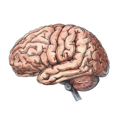 Sketch of Human brain isolated on transparent 