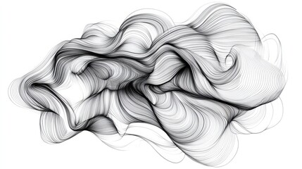 Abstract pencil doodle with looping lines, isolated on white background