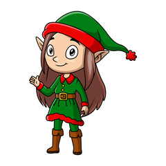 Cute christmas elf girl cartoon