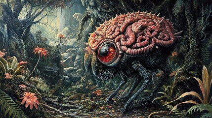 Canvas Print - Surreal Creature in a Lush Forest