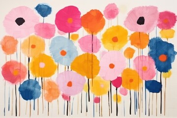 Sticker - Flowers art abstract painting.