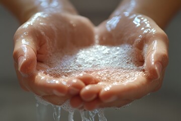 A visual of hands being washed with soap and clean water, symbolizing hygiene and health practices. Ideal for campaigns on cleanliness and sanitation