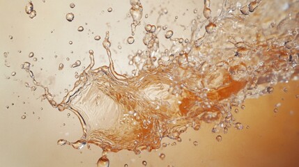 Poster - A splash of water creates dynamic patterns, capturing movement and texture against a soft, blurred background.