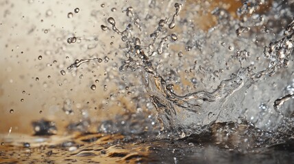 Poster - A close-up shot of water splashing, capturing the dynamic movement and beauty of droplets in action against a blurred background.