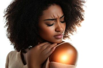 Poster - A woman holds a shiny golden ball in her hand.