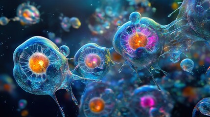 Wall Mural - microscopic view of a cell: exploring the inner workings of life