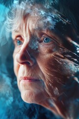 Canvas Print - Close-up of a woman's face with blurred out surroundings, suitable for use in portraits, character studies or as a symbol.