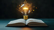 © Kanittha - open textbook with glowing light bulb above symbolizes creativity and inspiration. This captures essence of learning and innovative ideas