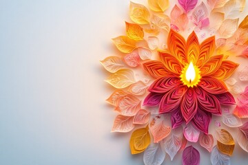 Canvas Print - A paper flower surrounded by a lit candle.