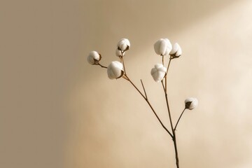 Sticker - Cotton bud flower plant white.