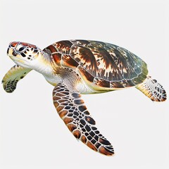 Sticker - Sea turtle swimming: A photography of the sea animal, Isolated on Transparent Background