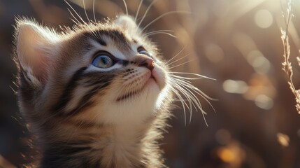 Wall Mural - Kitten Looking Up.