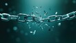 © svastix - A dramatic shot of a chain shattering into pieces, representing breaking free, strength, and transformation, depicted with vivid clarity in an intense abstract style.