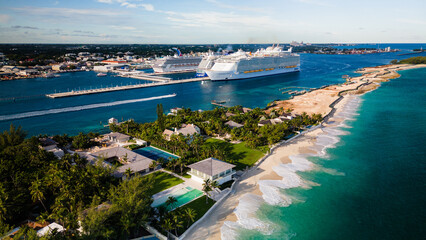 Aerial Drone of Bahamas Coco Cay