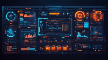 Wall Mural - technology ui futuristic concept interface hologram elements of digital data chart. hud,gui for game