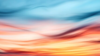 Sticker - Abstract image with a blend of blue, pink, orange, and yellow colors creating a gradient effect, resembling a blurred sky or sunset background.