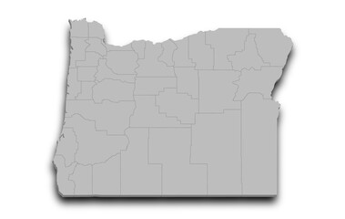 3d Map of Oregon state with color. United State of America, US, United State