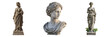 © Aghna Media - Classical sculptures of Greek and Roman figures ideal for art history illustrations or museum advertisement shown in PNG format with transparent background