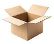 © PNGuin Studio - Open cardboard box with flaps, isolated on transparent cutout background