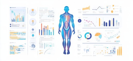 Poster - Moodboard with a futuristic template medical interface on a white background