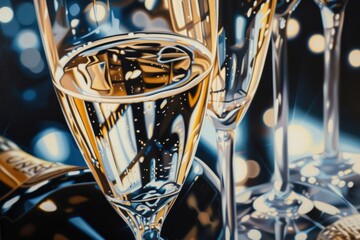 Wall Mural - Champagne glass drink refreshment.