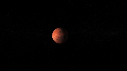 Wall Mural - planet mars zooming in the frame from deep space, the red planet mars