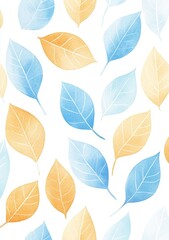 Wall Mural - Hand painted watercolor leaves and branches on a white background.