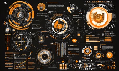 Wall Mural - technology and science, analysis theme, hud design for futuristic interfaces, infographic elements, 