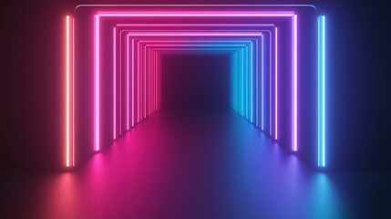 Wall Mural - neon accents on dark abstract canvas, a sleek digital landscape showcasing minimalistic futuristic d