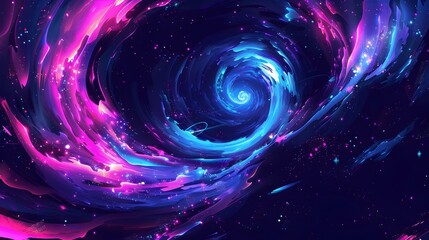 Sticker - captivating cosmic vortex swirling galaxies and glowing nebulae in a neon dreamscape