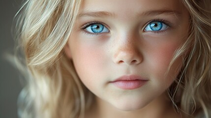 Close Up Portrait of a Young Girl with Blue Eyes