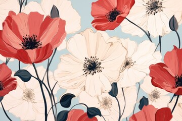 Wall Mural - Flower pattern backgrounds painting.