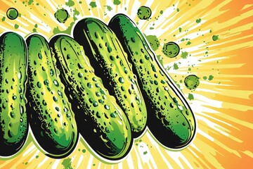 Comic-Style Cucumber Pickles Illustration