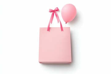 A simple icon design featuring a centered grouped image of a gift bag balloon and ribbon in a minimalist flat style with a white background