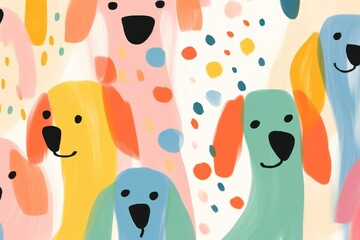 Canvas Print - Dogs backgrounds pattern line.