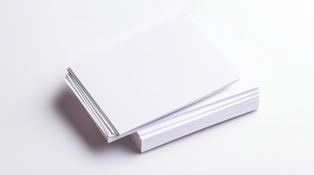 Stack of blank white paper on a clean surface, ready for printing or writing, perfect for office, school, or home use.