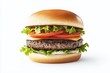 © Minerva Studio - Delicious burger with lettuce, tomato, cheese and beef patty on white background